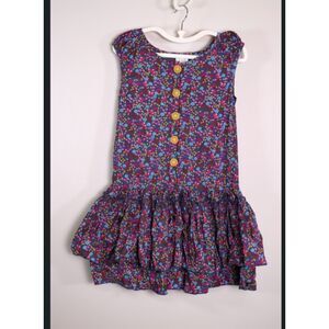 Paint by Numbers Girls Size 14 Pink Blue Floral Dress Broomstick Skirt